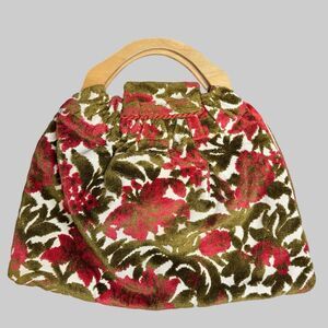 Vintage 60s Tapestry Floral Vintage Handbag Purse Flower Carpet Bag Original